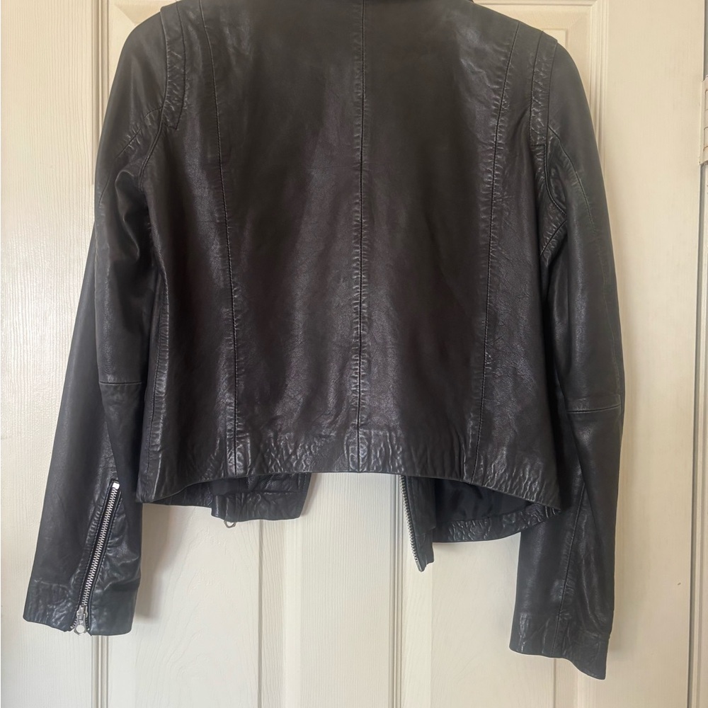 Madewell Black Leather Moto Jacket with Asymmetrical Zipper - Picture 11 of 13